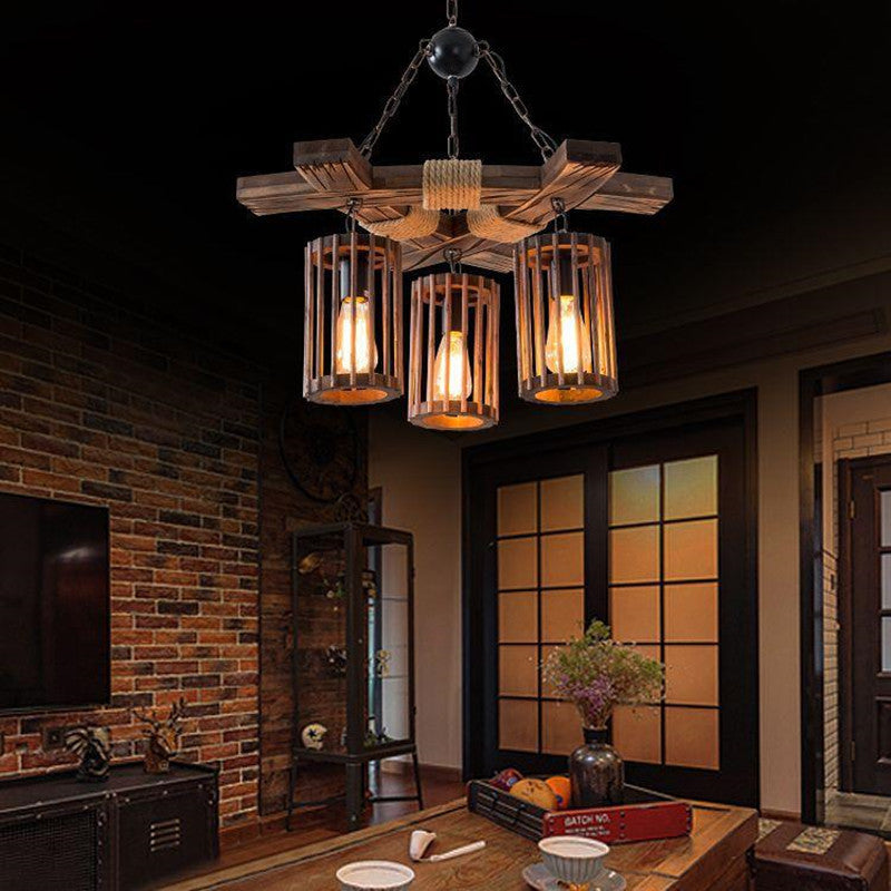 Brio Retro LED Kroonluchters Hout Restaurant/Woonkamer/Bar
