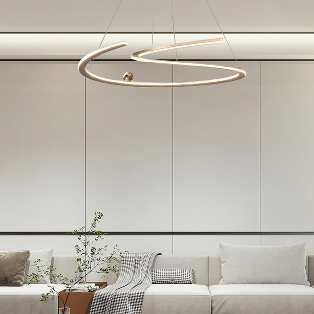 Louise Minimalistisch Golflijn LED Hanglamp Metaal/Acryl Goud Slaap/Woon/Eetkamer