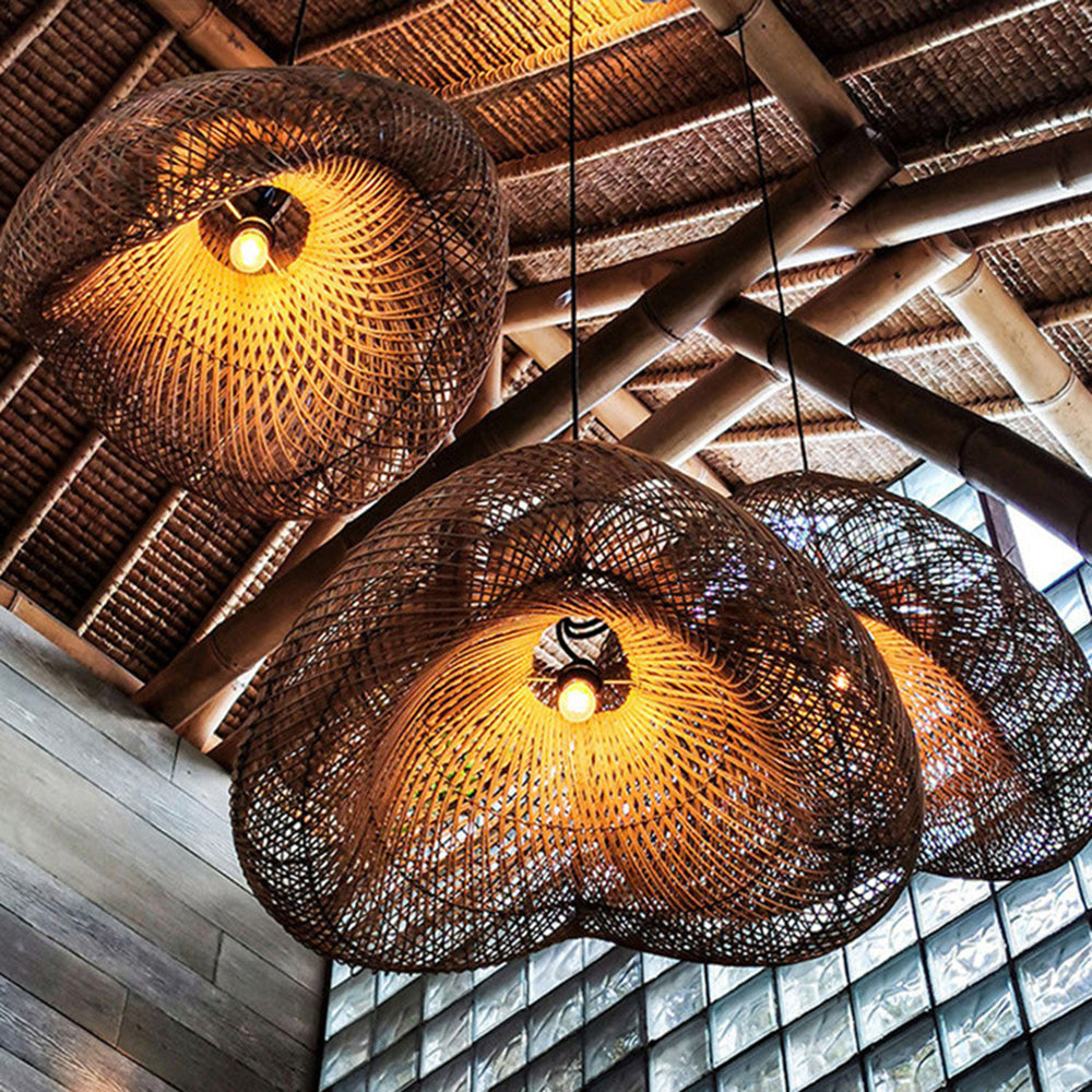 Muto Design LED Hanglamp Metaal/Rattan Hout Slaap/Woon/Eetkamer