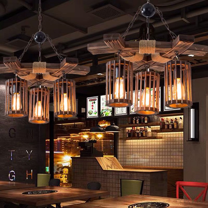 Brio Retro LED Kroonluchters Hout Restaurant/Woonkamer/Bar