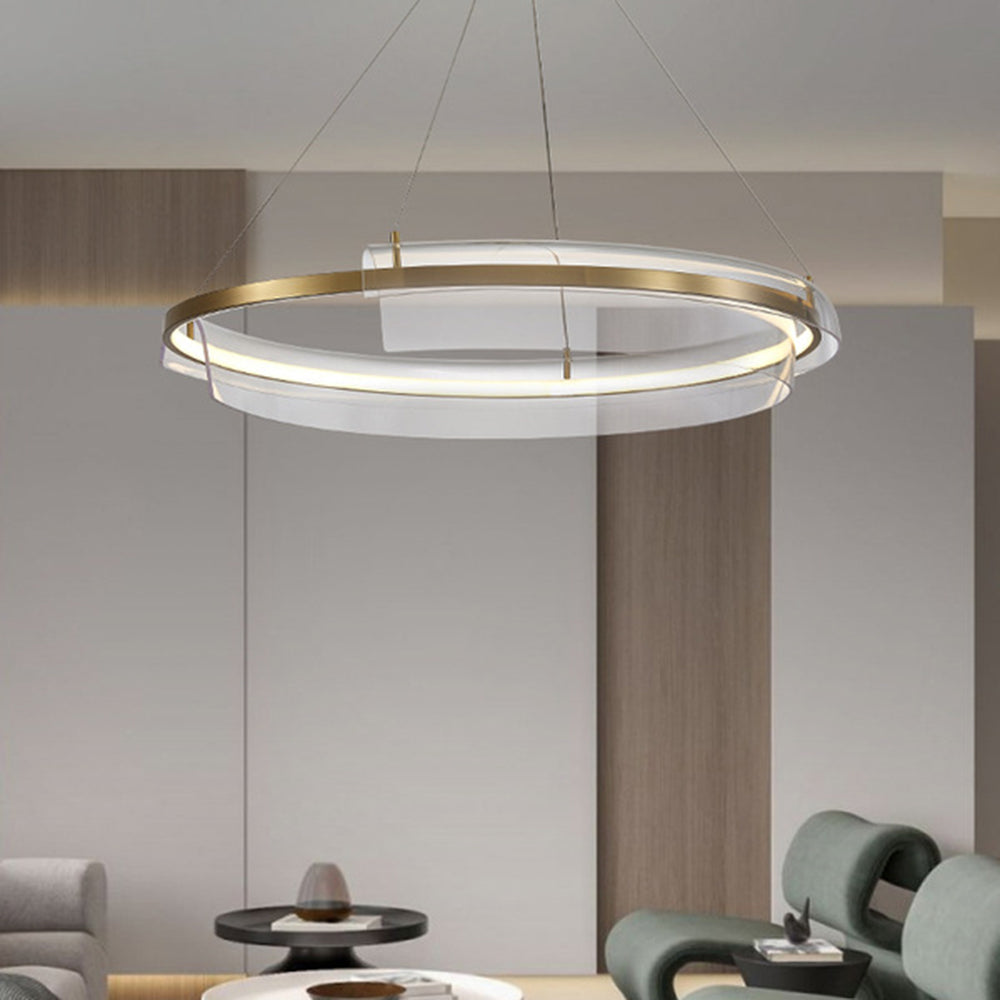 Alonza Minimalist Annular Metal Pendant Light,Gold
