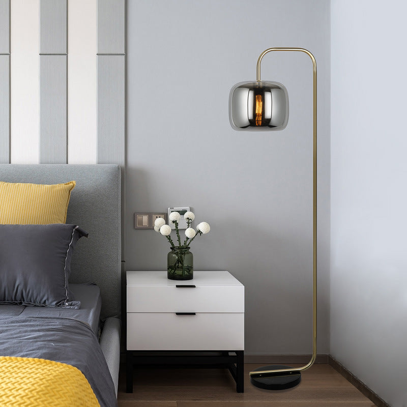 HailieMinimalistische Moderne Vloerlamp Boog Rook Grijs Metaal/Glas Slaapkamer/Woonkamer