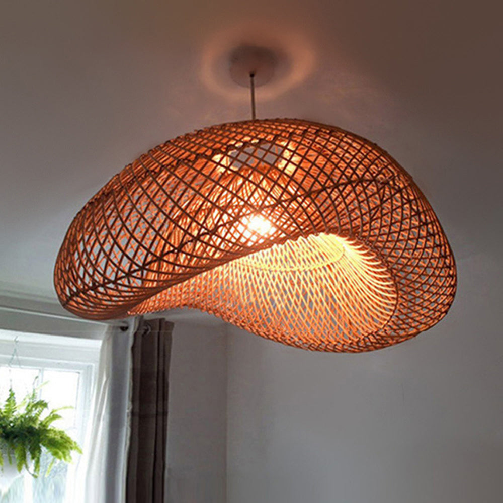 Muto Design LED Hanglamp Metaal/Rattan Hout Slaap/Woon/Eetkamer