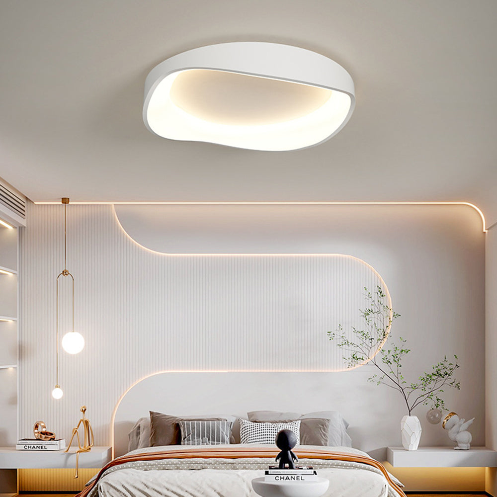 Alonza Modern Wave Flush Mount Ceiling Light, Living Room, White