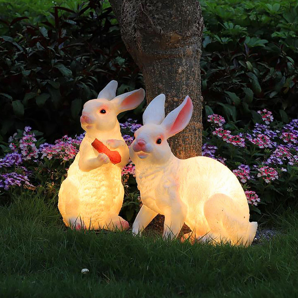 Elio Cute Rabbit Resin Outdoor Floor Lamp, White&Pink