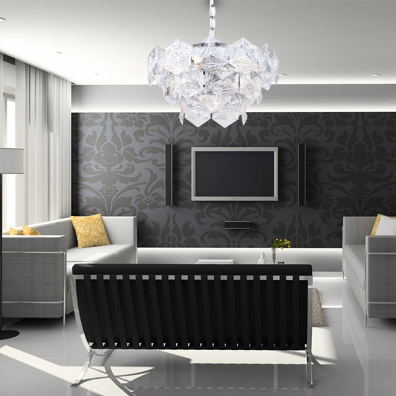 Marilyn Retro LED Kroonluchter Grijs Metaal Kristal Eetkamer Woonkamer