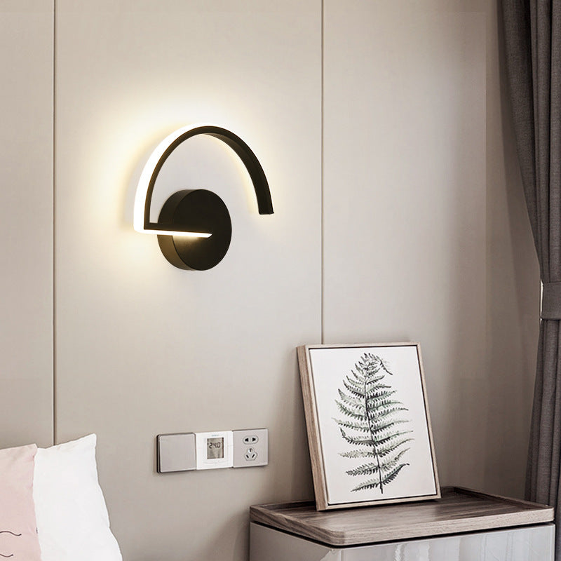 Lacey Minimalistische Halfcirkelvormige Wandlampen Zwart Wit Metaal Woonkamer