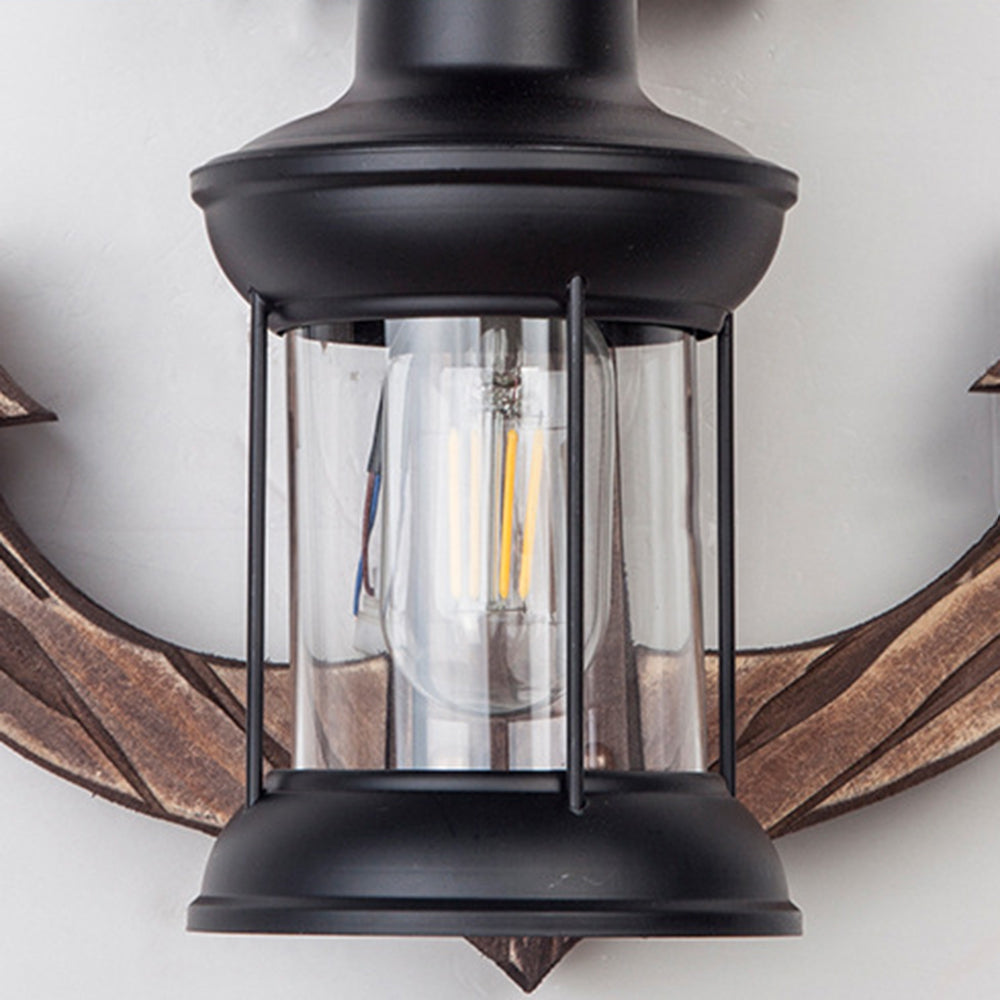 Valerio Wall Lamp Vintage Anchor Black Wooden, Living Room