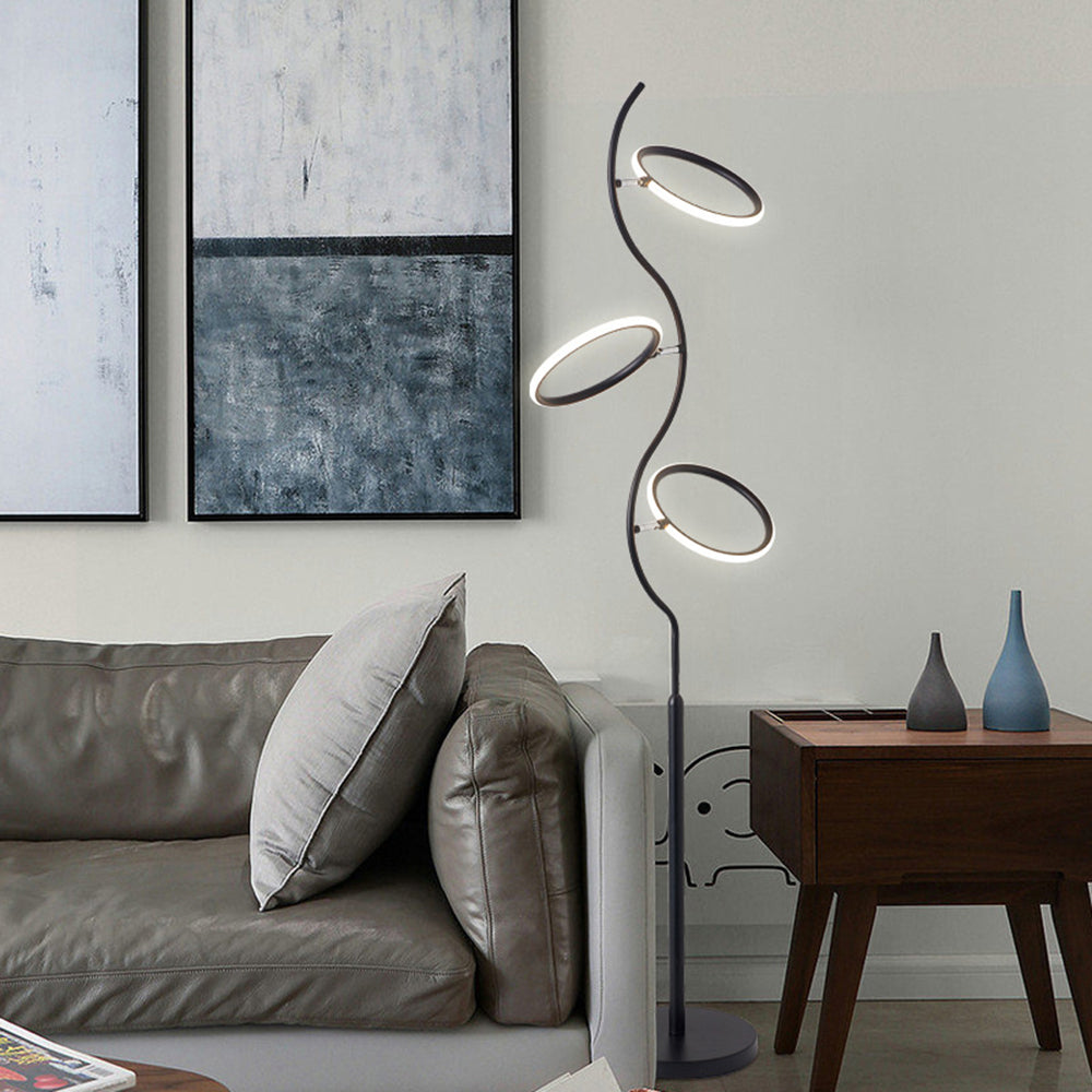 Louise Ronde LED Vloerlamp Zwart Wit Metaal Acryl Eetkamer Woonkamer
