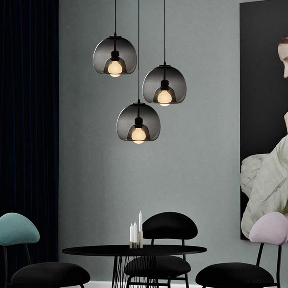 Hailie Moderne LED Hanglampen Rookgrijs Metaal Glas Eetkamer