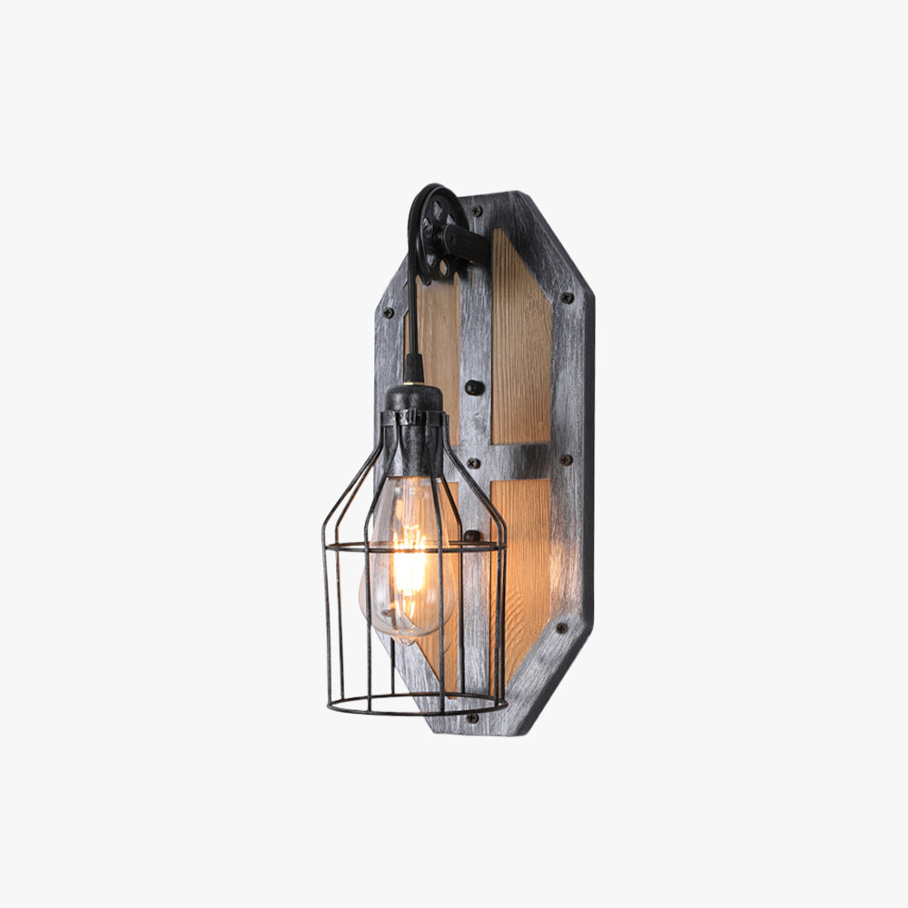 Brio Vintage Vogelkooi Design Houten Metalen Wandlamp, Slaapkamer/Keuken