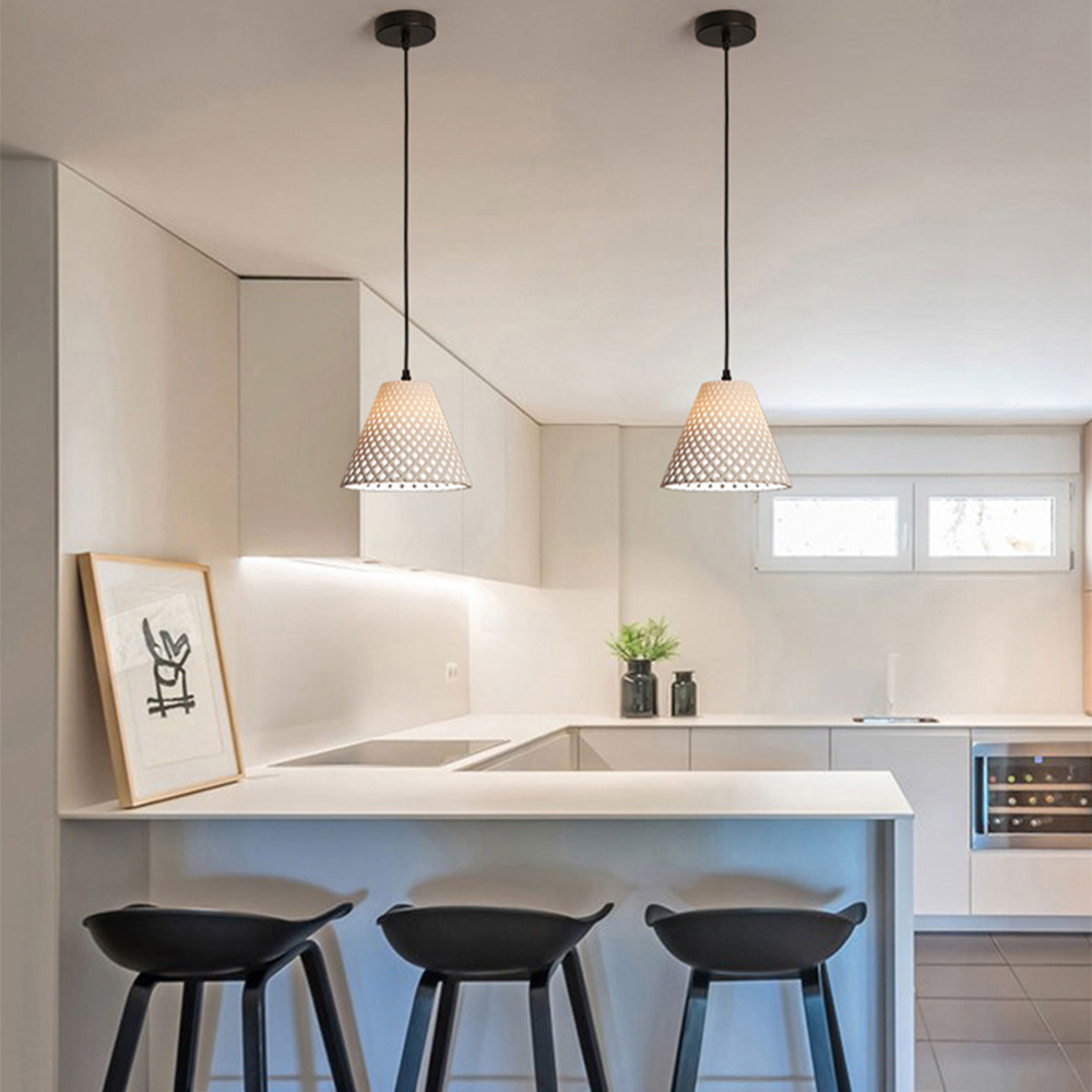 Hailie Modern Cone Geweven Shape Hanglampen Slaapkamer Eetkamer