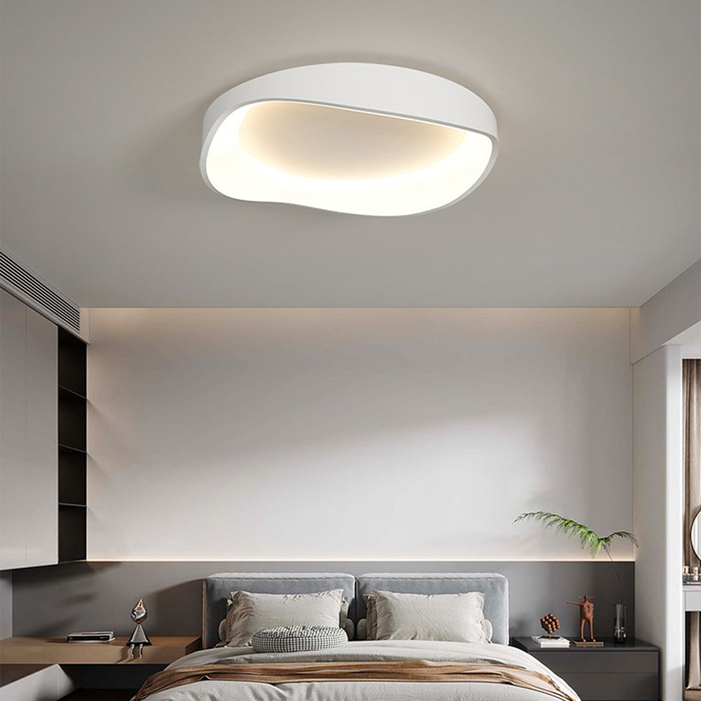 Alonza Modern Wave Flush Mount Ceiling Light, Living Room, White
