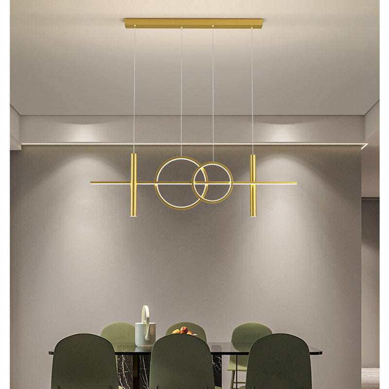 Madina Lineaire LED Hanglampen Zwart Goud Metaal Silicagel Eetkamer