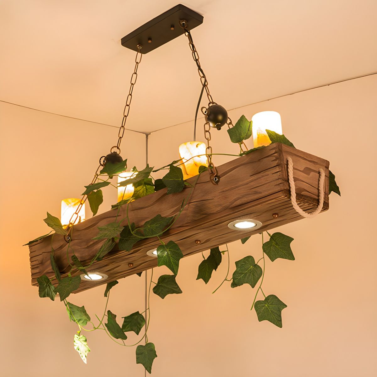 Brio Rustieke Design Lineaire LED Hanglamp Houten Woonk/Eetk/ Slaapkamer