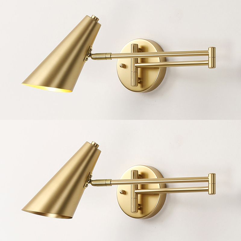 Freja Moderne Wandlamp Kegel Metaal Verstelbaar Zwart/Goud  Slaapkamer/Woonkamer