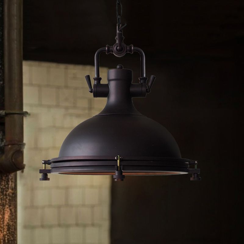 Valerio Rustic Retro Pot Black Metal Pendant Light, 2 Style