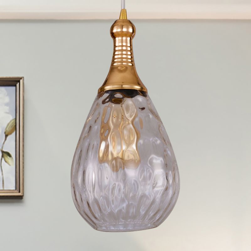 Elio Industriële Teardrop Hanglamp, Glas/Metaal, Zwart/Brass