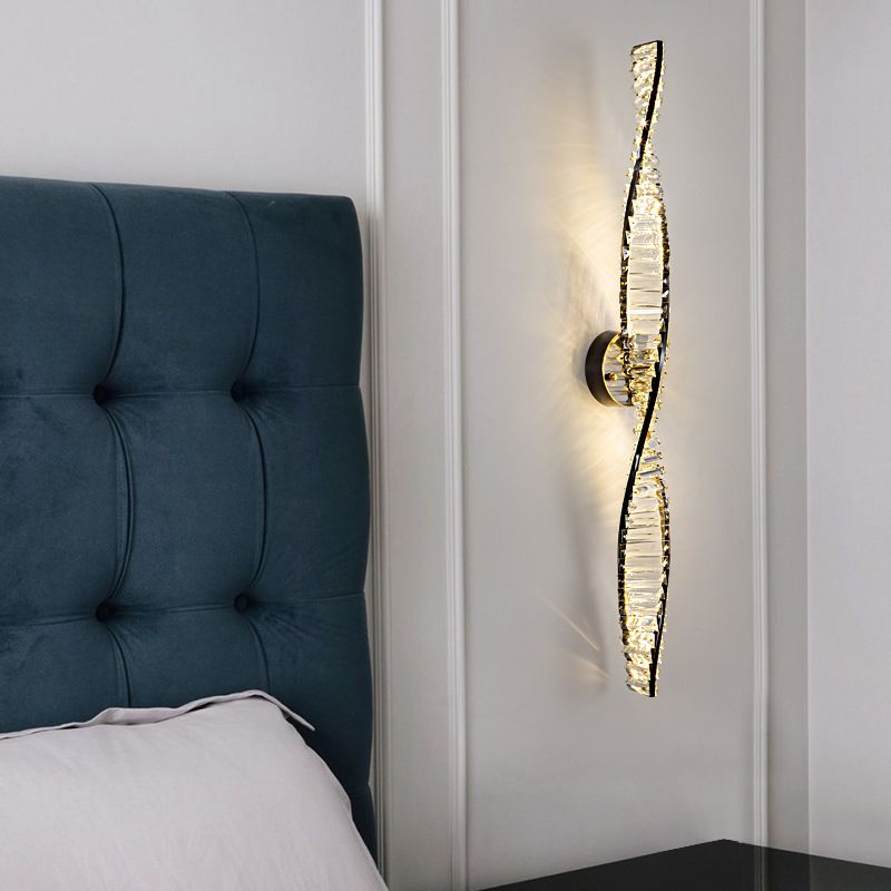 Kristy Design LED Wandlamp Metaal/Crystal Zwart/Goud Slaap/Woon/Badkamer
