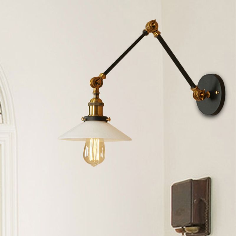 Valerio Wall Lamp Retro Saucer Lampshade Metal Adjustable 2 Color, Bedroom