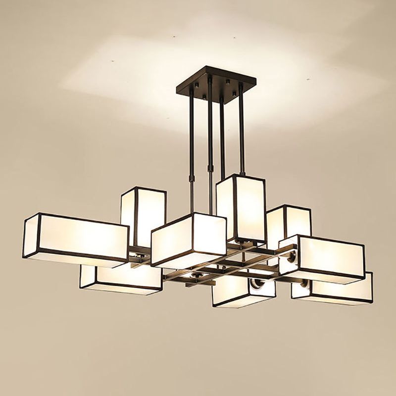 Lacey Retro Vierkant Hanglamp Zwart/Gouden Metaal Slaapkamer