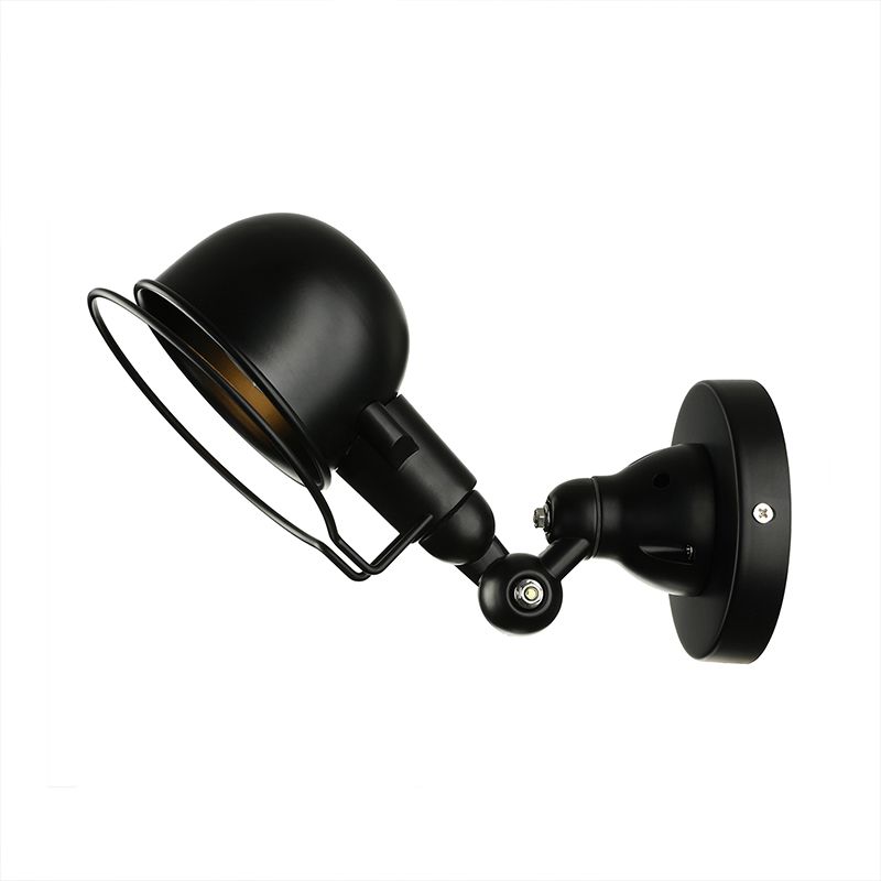 Valerio Wall Lamp Dome Retro, Adjustable Metal, Black, Living Room