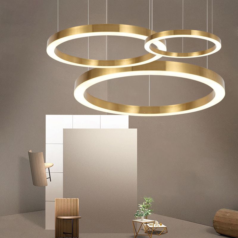 Alonza Moderne Ring Metalen Hanglamp, Woonk/Eetk/Slaapkamer, Goud