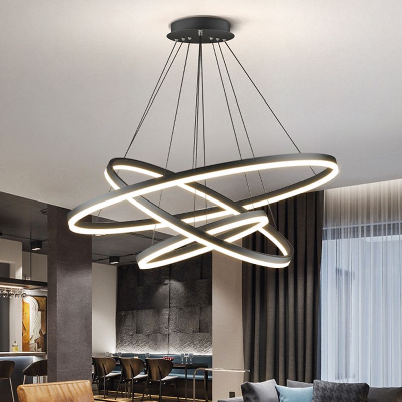 Alonza 3-Rings Black Black Modern Pendant Light