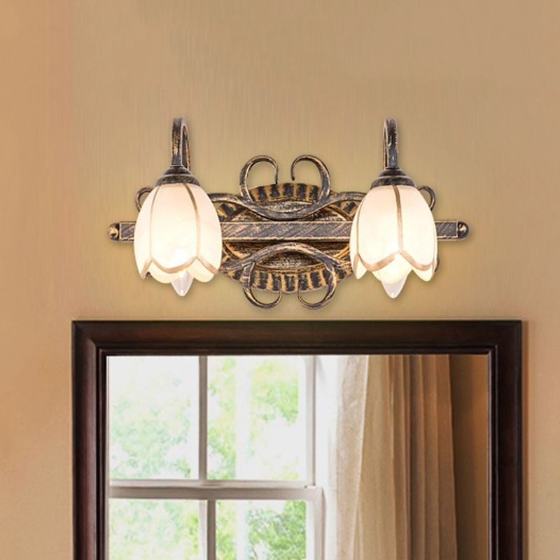 Félicie Antiek Spiegel Front Wandlamp Messing Metaal/Glas Slaapkamer/Eetkamer/Woonkamer