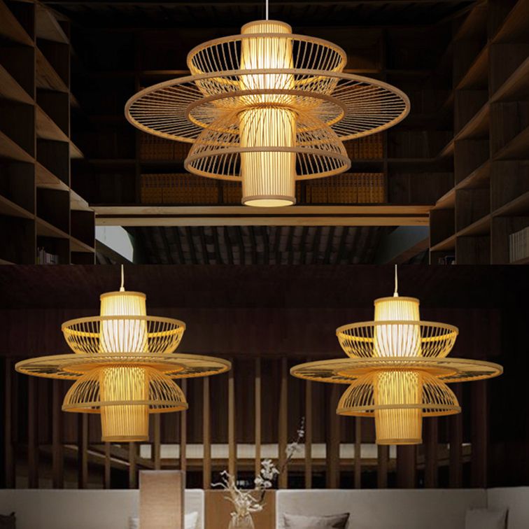 Muto Moderne Design LED Hanglamp Rattan Acryl Woonkamer Keuken