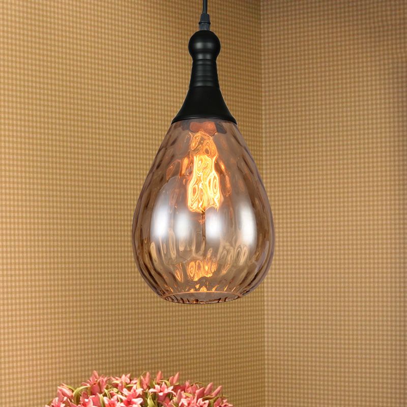 Elio Industriële Teardrop Hanglamp, Glas/Metaal, Zwart/Brass