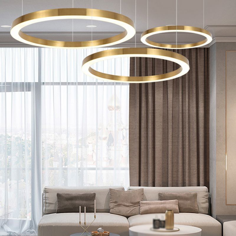 Alonza Moderne Ring Metalen Hanglamp, Woonk/Eetk/Slaapkamer, Goud