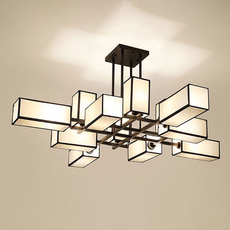 Lacey Retro Vierkant Hanglamp Zwart/Gouden Metaal Slaapkamer