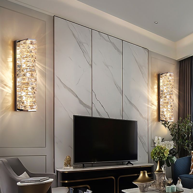 Kristy Moderne Kubusvormig LED Wandlamp Metaal/Crystal Goud/Chroom Woonkamer