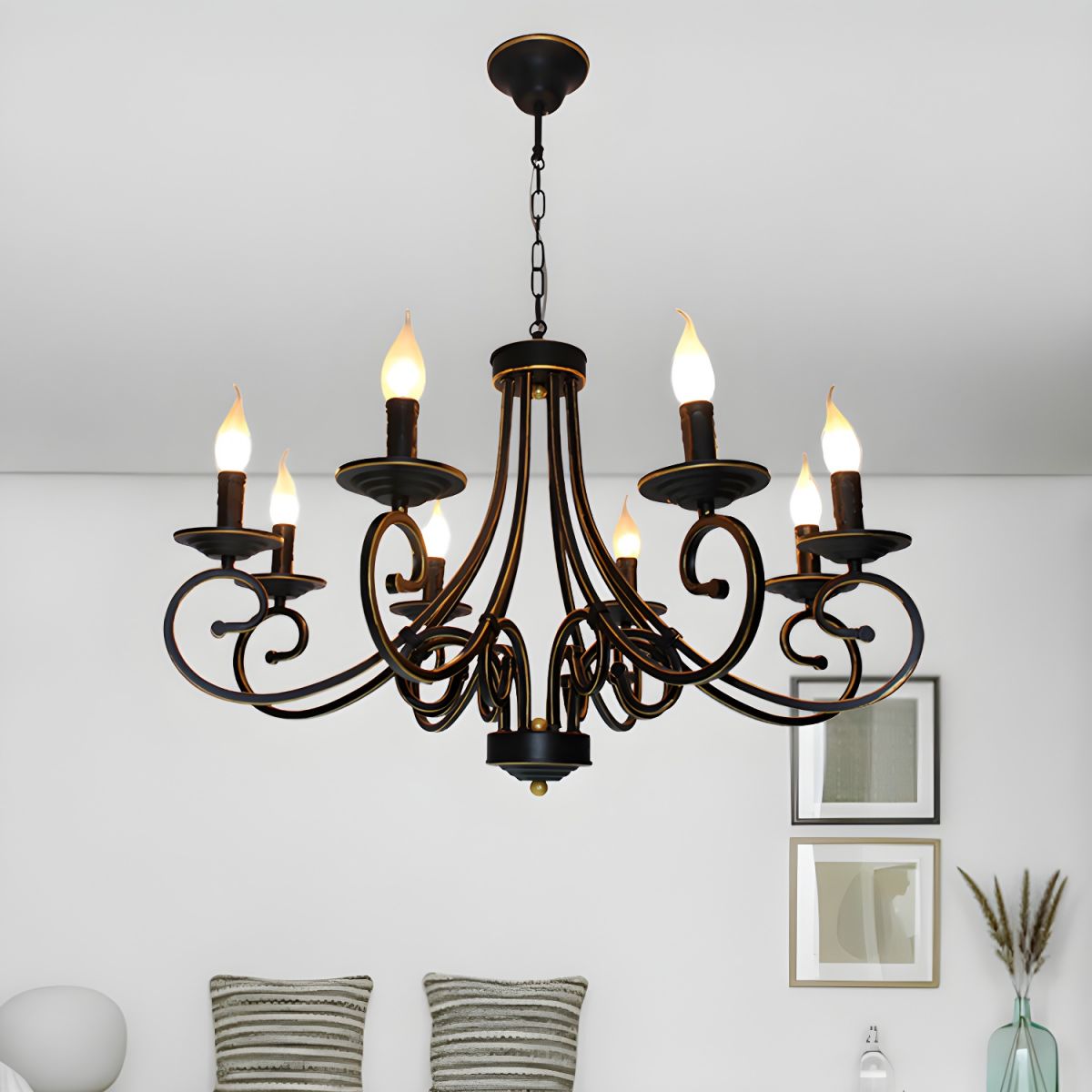 Marilyn Vintage Design LED Kroonluchter Metaal Zwart Woonkamer