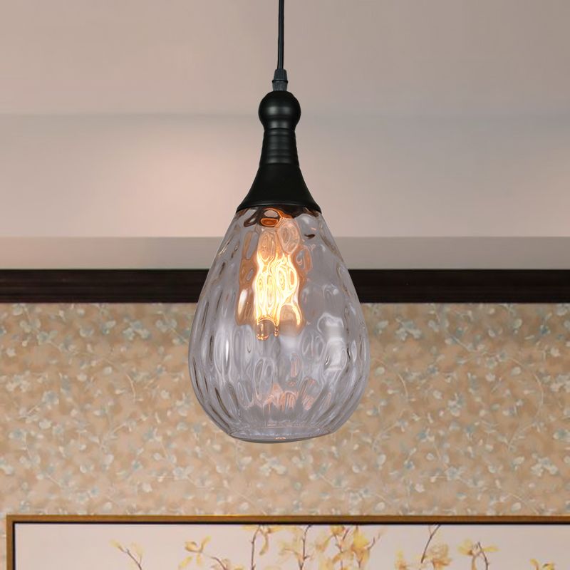 Elio Industriële Teardrop Hanglamp, Glas/Metaal, Zwart/Brass
