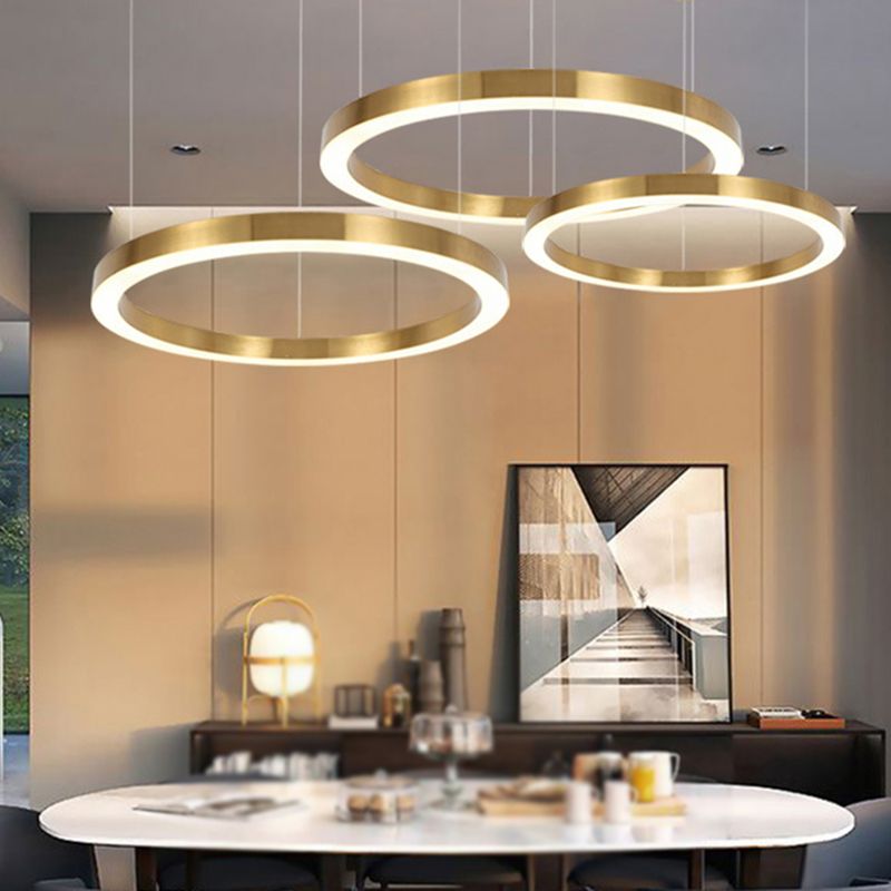 Alonza Moderne Ring Metalen Hanglamp, Woonk/Eetk/Slaapkamer, Goud