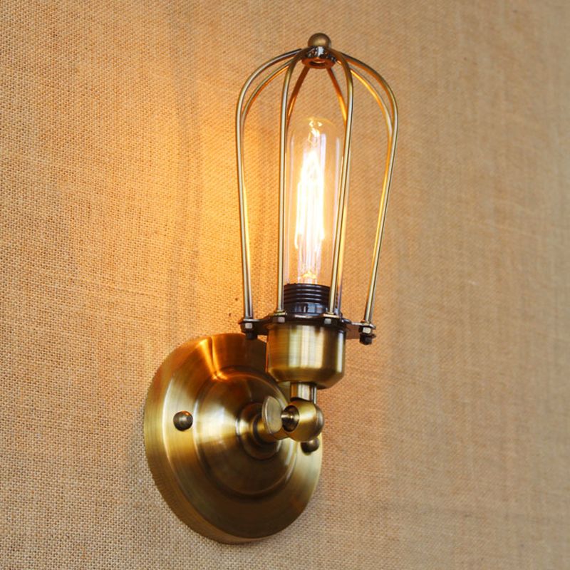 Valerio Vintage Iron Wall Lamp, Black/Rust/Bronze/Gold/Silver
