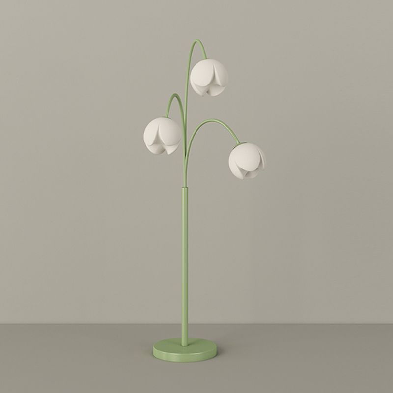 Lily Scandinavische 3 Lichten Bloem Vloerlamp Metalen Glazen Groen Roze Slaapkamer/Woonkamer