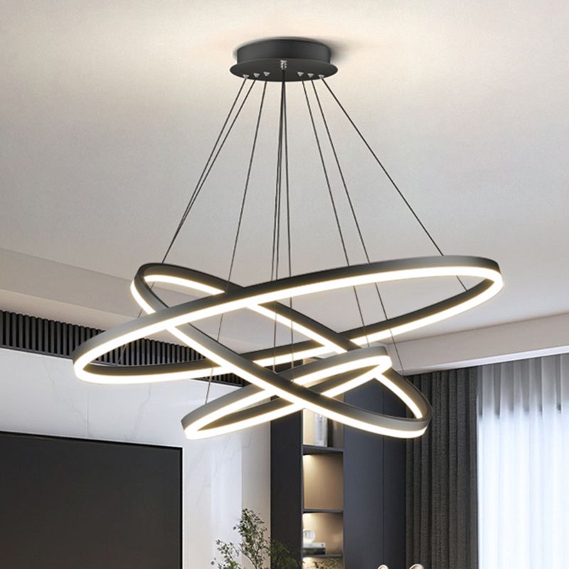 Alonza 3-Rings Black Black Modern Pendant Light