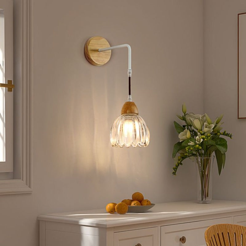 Lily Moderne Design LED Geplooide Helder Wandlamp Hout/Glas Slaapkamer/Eetkamer/Woonkamer/Keuken