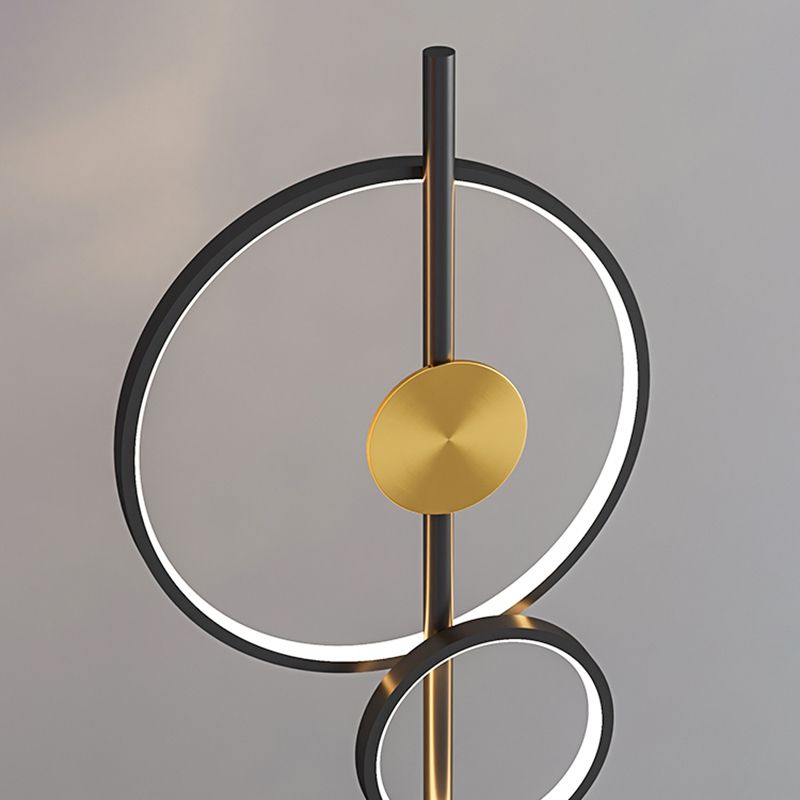 Alonza Moderne Ring Vloerlampen, Zwart/Goud, Slaapkamer/Studeerkamer