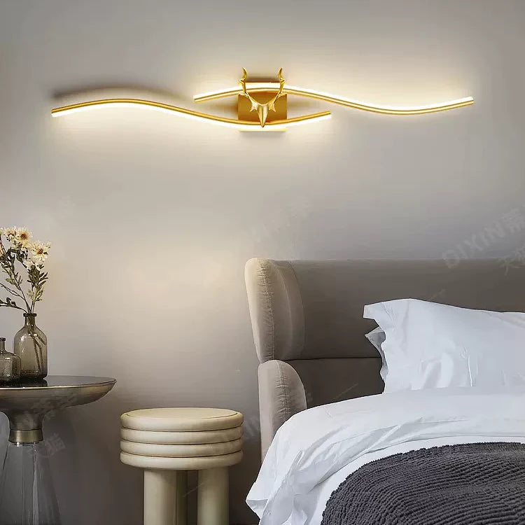 Oliver Modern Industriele LED Wandlamp Zwart/Goud Metaal Woon/Slaapkamer Binnen