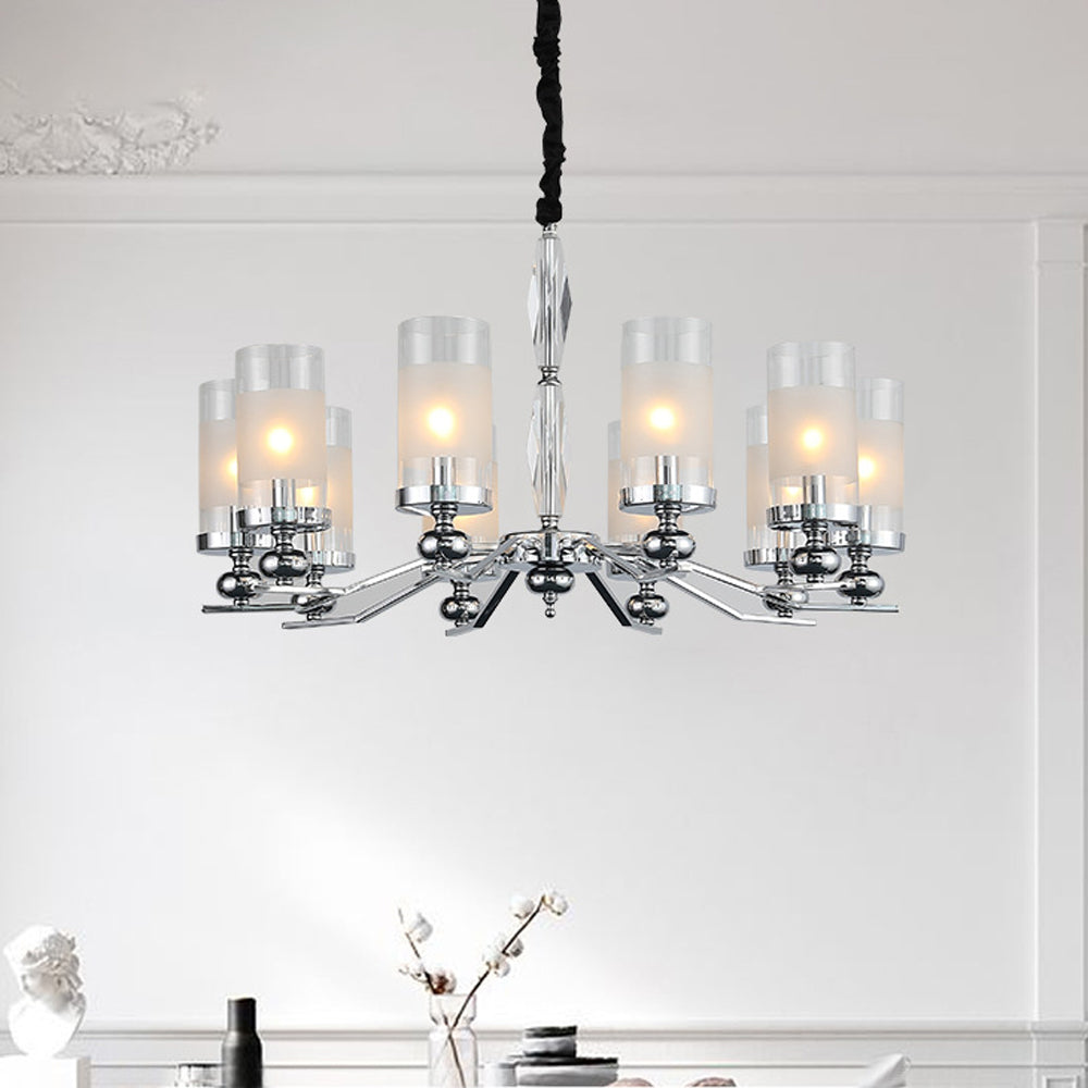 Valerio Retro Design Hanglamp/wandlamp Zilveren Metaal/Glazen Woonkamer