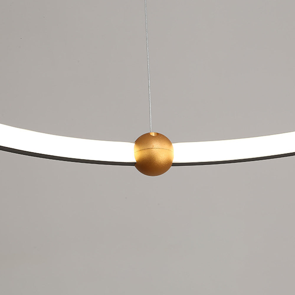 Alonza Minimalist Ring Metal Pendant Light, Black