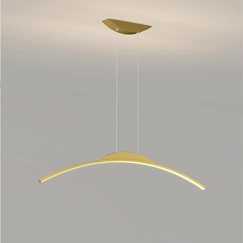 Louise Minimalistische Gebogen Hanglampen Zwart Goud Metaal Kantoor Restaurant