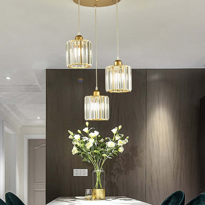 Herbert Moderne Cluster Cilinder Hanglampen Zwart Goud Glas Eetkamer