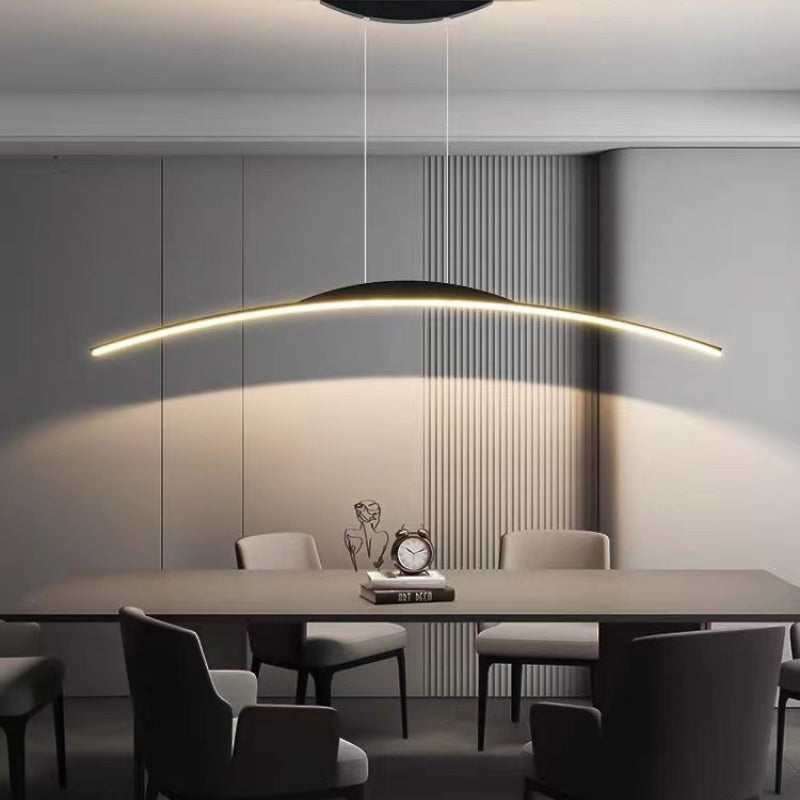 Louise Minimalistische Gebogen Hanglampen Zwart Goud Metaal Kantoor Restaurant