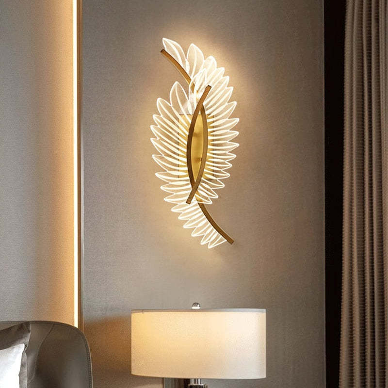 Kristy Moderne Wandlamp Metaal/Acryl Gouden Vleugels Design Sconce Voor Slaap/Woonkamer