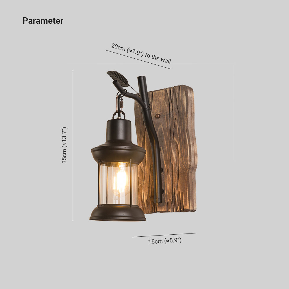 Brio Vintage Branches Lantern Wall Lamp, Metal/Wood, Black, Dining Room